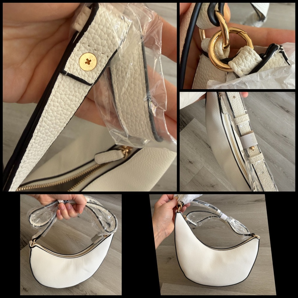 🫘 Bean-Shaped Handbag with A Mini-Bag, White Color - Picture 2 of 12